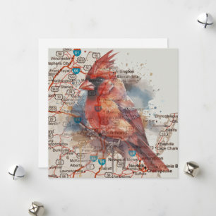 Tarjeta Festiva Cardinal en el mapa de carreteras de Virginia Arte