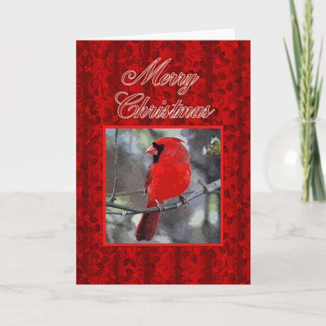 Tarjeta Festiva Cardinal Merry Christmas (Anverso)