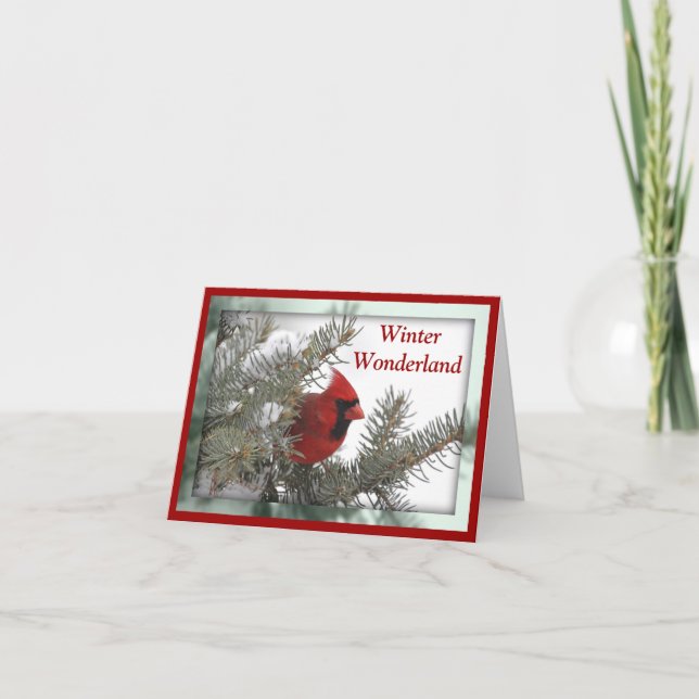 Tarjeta Festiva Cardinal Winter Wonderland (Anverso)
