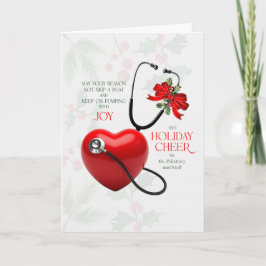 Tarjeta Festiva Cardiologist Season Pumping with Joy Custom Name
