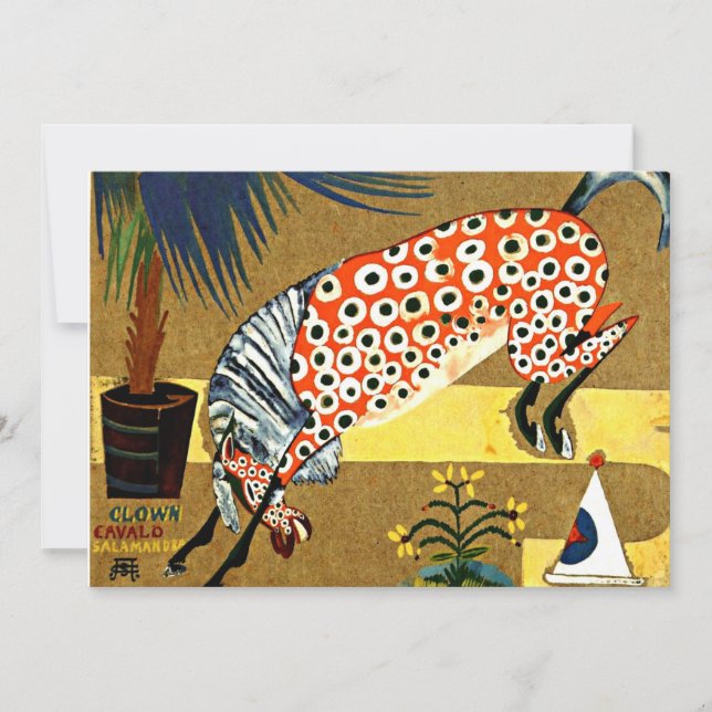 Tarjeta Festiva Cardoso - Caballo de Payaso Salamandra (Anverso)