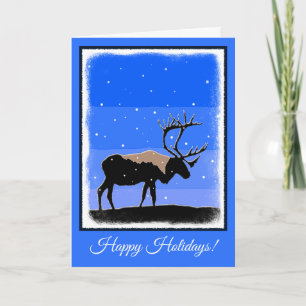 Tarjeta Festiva Caribou in Winter - Arte original de la vida salva