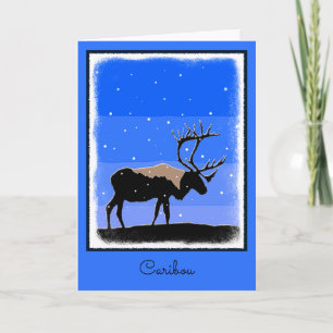 Tarjeta Festiva Caribou in Winter - Arte original de la vida salva