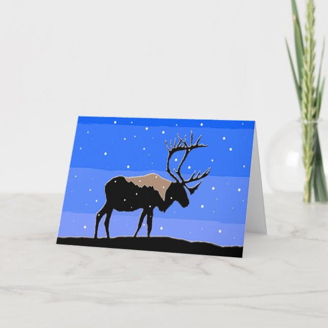 Tarjeta Festiva Caribou in Winter - Arte original de la vida salva (Anverso)