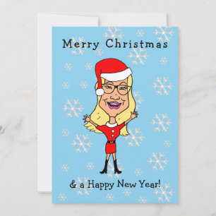 Tarjeta Festiva Caricatura Santa Chica Blonde Navidades felices