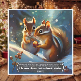 Tarjeta Festiva Caridad KJV Biblia Woodland Chipmunk Navidades