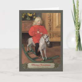 Tarjeta Festiva Carl Larsson Boy en los Navidades del balancín CC0