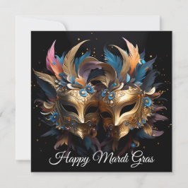 Tarjeta Festiva Carnaval de la máscara veneciana de oro Mardi Gras