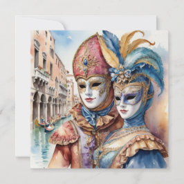 Tarjeta Festiva Carnaval en Venecia Italia Máscaras venecianas