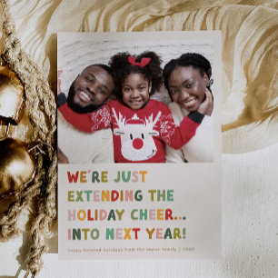 Tarjeta Festiva CAROL Cream Cute Navidades graciosos a finales de