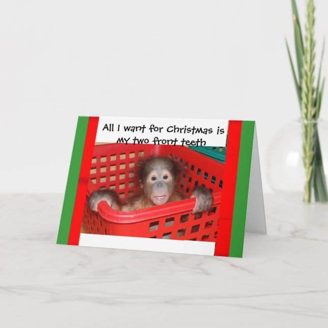 Tarjeta Festiva Carol de los bebés Navidades de Orangutan (Anverso)