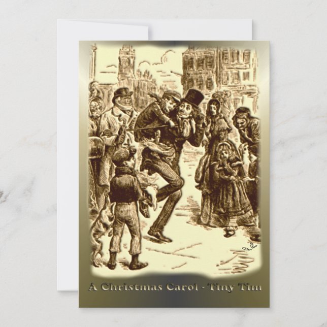 Tarjeta Festiva Carol, un Navidad, un pequeño Tim (Anverso)