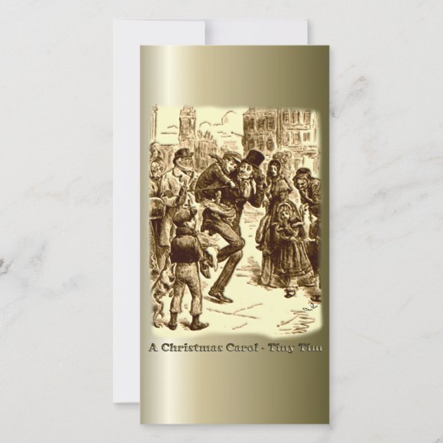 Tarjeta Festiva Carol, un Navidad, un pequeño Tim (Anverso)