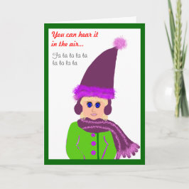 Tarjeta Festiva Caroler Card de Navidades Chicas de ojos azules