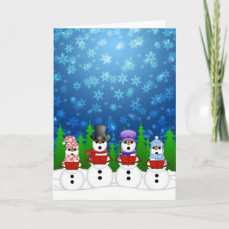 Tarjeta Festiva Carolero del cuarteto de Snowman canta Poster noct