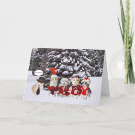 Tarjeta Festiva Caroleros gatos divertidos