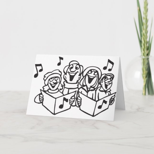 TARJETA FESTIVA CAROLERS ENVIANDO DESEOS DE VACACIONES A "TI" (Anverso)