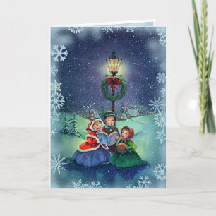 Tarjeta Festiva CAROLERS & SNOWFLAKES de SHARON SHARPE