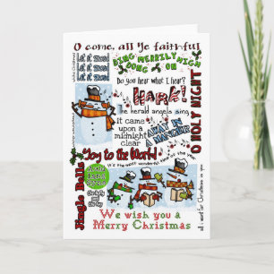 Tarjeta Festiva Caroling Snowmen