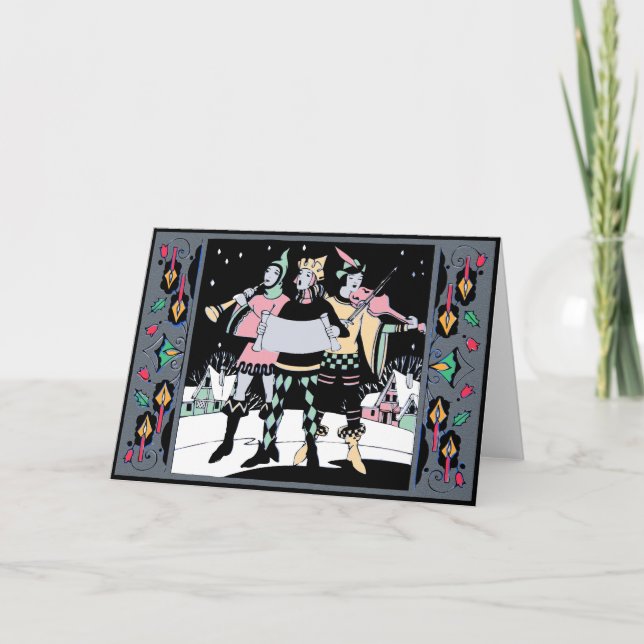 Tarjeta Festiva Caroling Trio Colorway Uno (Anverso)