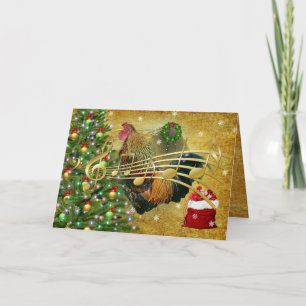 Tarjeta Festiva Carols de Navidades cantantes de gallo de época