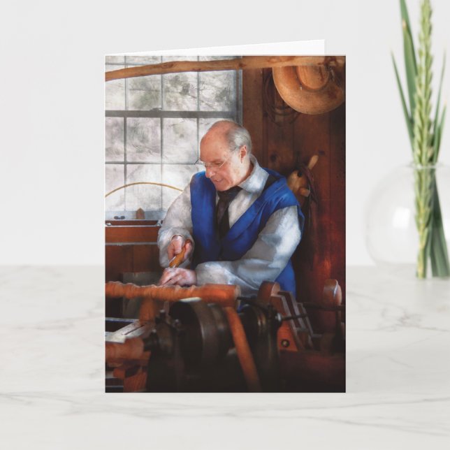 Tarjeta Festiva Carpintero - El Woodturner (Anverso)