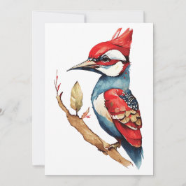 Tarjeta Festiva Carpintero rojo y azul