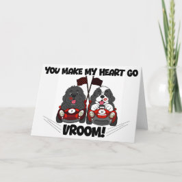 Tarjeta Festiva Carrera de Perritos Haces que mi corazón vaya VROO