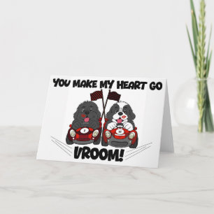 Tarjeta Festiva Carrera de Perritos Haces que mi corazón vaya VROO