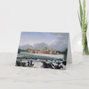 Tarjeta Festiva Carrera de Sleigh en el Parque Petrovsky en Moscú
