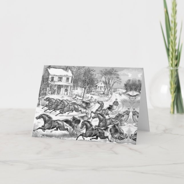 Tarjeta Festiva carreras de caballos retro (Anverso)