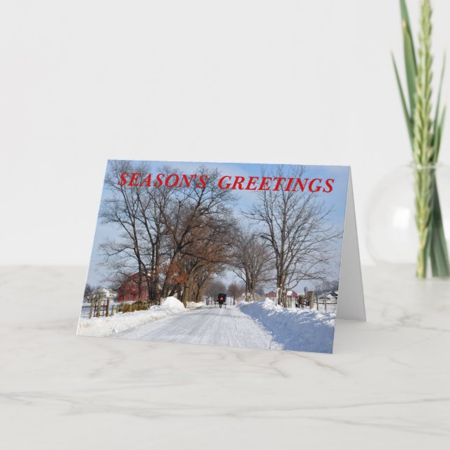 Tarjeta Festiva Carril del invierno del país de Amish (Anverso)