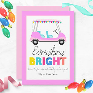 Tarjeta Festiva Carro de golf rosa brillante
