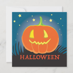 Tarjeta Festiva Carro de Halloween feliz con calabaza