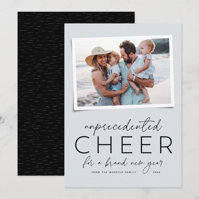 Tarjeta Festiva Carta azul de Año Nuevo 2022 con alegría sin prece (Anverso / Reverso)