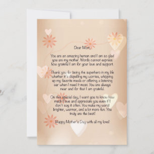 Tarjeta Festiva Carta cálida y emotiva del Día de la Madre