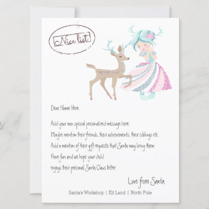 Tarjeta Festiva Carta chica de renos de Santa Personalizada