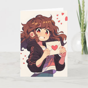 Tarjeta Festiva Carta de amor de Anime Chica