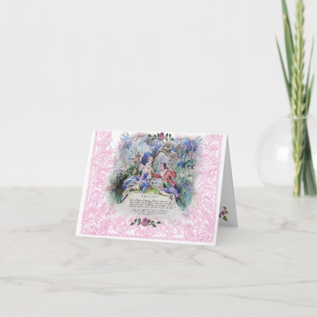 Tarjeta Festiva Carta de amor francesa Marie Antoinette Valentine (Anverso)