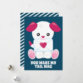 Tarjeta Festiva Carta de amor para perro azul rosa texto personali