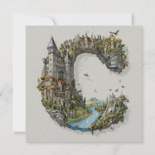 Tarjeta Festiva Carta de fantasía C con castillos en el cielo Libr