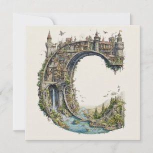 Tarjeta Festiva Carta de fantasía C con castillos en el cielo libr