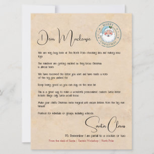 Tarjeta Festiva Carta de la oficina de Santa Personalizada