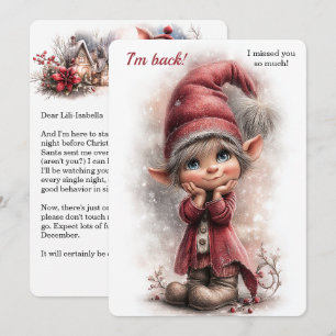 Tarjeta Festiva Carta de llegada del duende   Entrega especial des