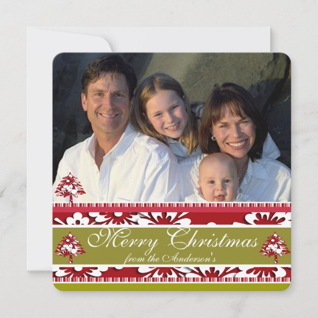 Tarjeta Festiva Carta de los navidades sobre vacaciones en el árbo (Anverso)