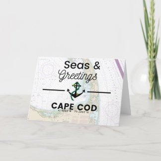 Tarjeta Festiva Carta de Mares y Saludos - Cape Cod