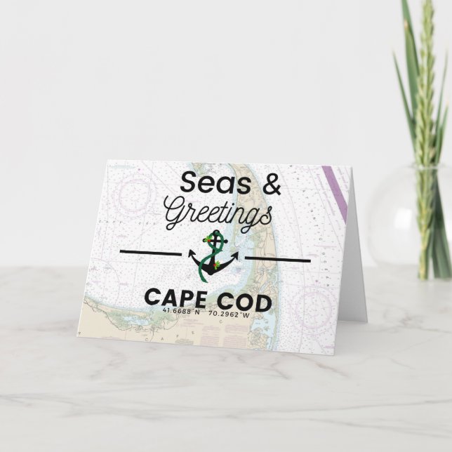 Tarjeta Festiva Carta de Mares y Saludos - Cape Cod (Anverso)