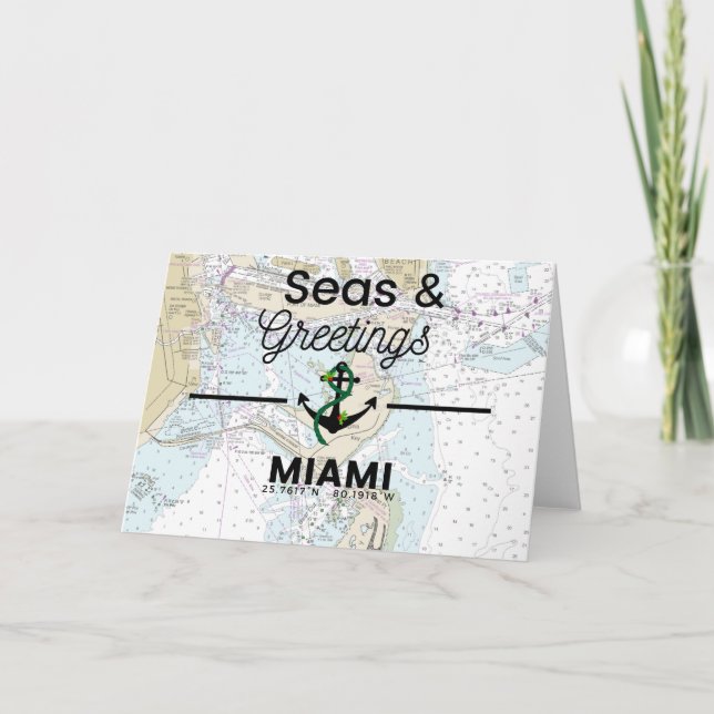 Tarjeta Festiva Carta de Mares y Saludos - Miami (Anverso)