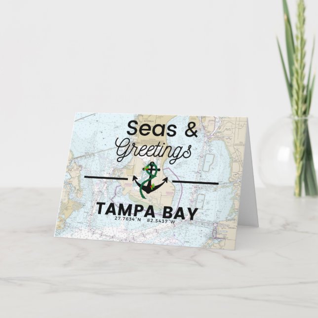 Tarjeta Festiva Carta de Mares y Saludos - Tampa Bay (Anverso)