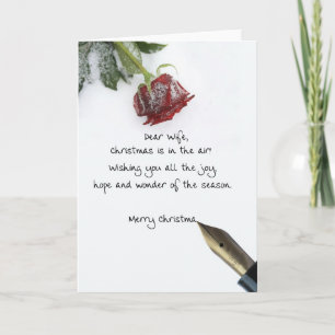 Tarjeta Festiva Carta de navidades de esposas en papel rosa de nie